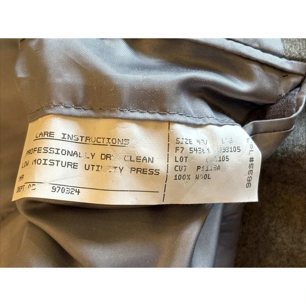 VTG Polo Ralph Lauren 2pc Wool Suit 43 Long Gray Ticket Pocket USA Cuffed 34x32